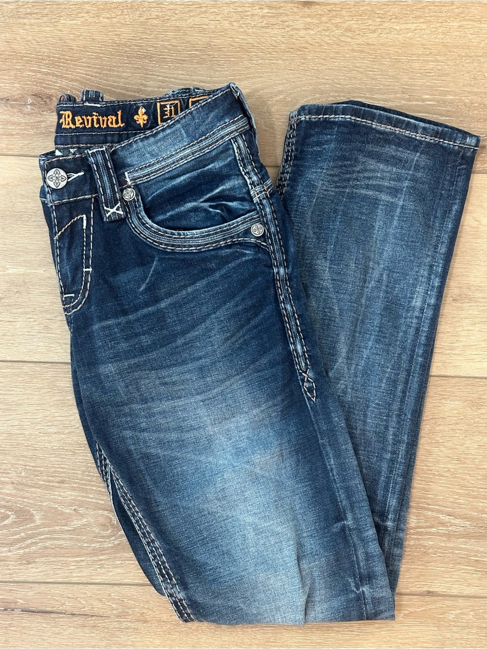 Rock Revival Men's Medium Dark Blue Bootcut Jeans
